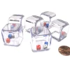 Dice>Set of 6 '3 In a Cube' Dice - 5mm Red White and Blue Tiny Dice Inside 25mm Cube - Your Source for Gaming Essentials