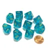 Dice>Set of 10 Chessex Borealis D10 Dice - Teal with Gold Numbers - Your Source for Gaming Essentials