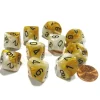 Dice>Set of 10 Chessex D10 Dice - Gemini Gold-White with Black Numbers - Your Source for Gaming Essentials