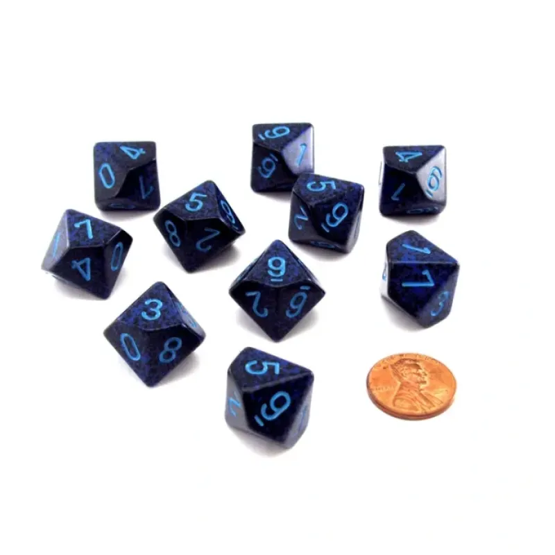 Dice>Set of 10 Chessex D10 Dice - Speckled Cobalt - Your Source for Gaming Essentials