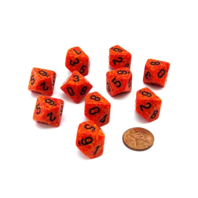 Dice>Set of 10 Chessex D10 Dice - Speckled Fire - Your Source for Gaming Essentials