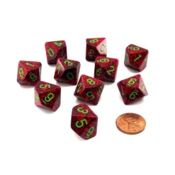 Dice>Set of 10 Chessex D10 Dice - Speckled Strawberry - Your Source for Gaming Essentials