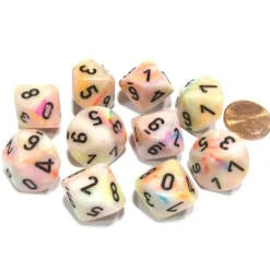 Dice>Set of 10 Chessex Festive D10 Dice - Circus with Black Numbers - Your Source for Gaming Essentials