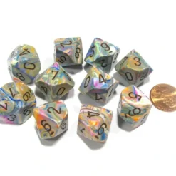 Dice>Set of 10 Chessex Festive D10 Dice - Vibrant with Brown Numbers - Your Source for Gaming Essentials