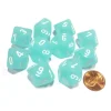 Dice>Set of 10 Chessex Frosted D10 Dice - Teal with White Numbers - Your Source for Gaming Essentials