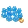 Dice>Set of 10 Chessex Frosted D10 Dice - Caribbean Blue with White Numbers - Your Source for Gaming Essentials