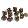 Dice>Set of 10 Chessex Gemini D10 Dice - Green-Red with White Numbers - Your Source for Gaming Essentials