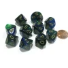 Dice>Set of 10 Chessex Gemini D10 Dice - Blue-Green with Gold Numbers - Your Source for Gaming Essentials