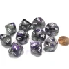 Dice>Set of 10 Chessex Gemini D10 Dice - Purple-Steel with White Numbers - Your Source for Gaming Essentials