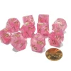 Dice>Set of 10 Chessex Holiday D10 Dice - Easter Pink with Gold Numbers - Your Source for Gaming Essentials