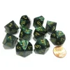Dice>Set of 10 Chessex Scarab D10 Dice - Jade with Gold Numbers - Your Source for Gaming Essentials