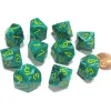 Dice>Set of 10 Chessex Vortex D10 Dice - Malachite Green with Yellow Numbers - Your Source for Gaming Essentials