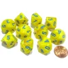 Dice>Set of 10 Chessex Vortex D10 Dice - Yellow with Blue Numbers - Your Source for Gaming Essentials