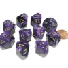Dice>Set of 10 Chessex Vortex D10 Dice - Purple with Gold Numbers - Your Source for Gaming Essentials