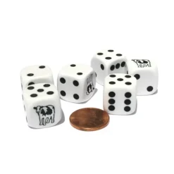 Dice>Set of 6 Cow Dice 16mm D6 Rounded Edge Animal Dice- White with Black Pips - Your Source for Gaming Essentials