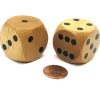 Dice>Set of 2 D6 Large Jumbo 30mm Rounded Wood Dice - Wooden with Black Pips - Your Source for Gaming Essentials