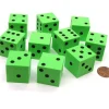 Dice>Set of 10 D6 Large 25mm Foam Dice - Green with Black Spots - Your Source for Gaming Essentials