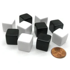 Dice>Set of 10 D6 16mm Blank Opaque Inverse Dice - 5 Black and 5 White - Your Source for Gaming Essentials