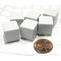 Dice>Set of 6 D6 16mm Blank Opaque Dice with Customizable Stickers - Solid White - Your Source for Gaming Essentials
