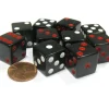 Dice>Set of 10 D6 16mm Dice, Inversed Pips- 5 Black w Red Pip and 5 Black w White Pip - Your Source for Gaming Essentials