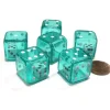 Dice>Set of 6 D6 19mm Double Dice, 2-In-1 Dice - White Inside Translucent Green Die - Your Source for Gaming Essentials