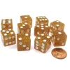 Dice>Set of 10 D6 16mm Glitter Dice - Yellow with White Pips - Your Source for Gaming Essentials