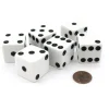 Dice>Set of 6 D6 25mm Large Opaque Jumbo Dice - White with Black Pip - Your Source for Gaming Essentials