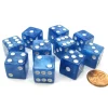 Dice>Set of 10 D6 16mm Marbleized Square Corner Dice - Blue with White Pips - Your Source for Gaming Essentials