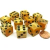 Dice>Set of 10 D6 16mm Marbleized Square Corner Dice - Gold with Black Pips - Your Source for Gaming Essentials
