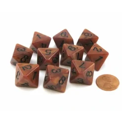 Dice>Set of 10 D8 15mm Olympic Pearlized Dice - Bronze with Black Numbers - Your Source for Gaming Essentials