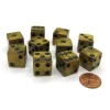 Dice>Set of 10 D6 16mm Olympic Pearlized Standard Size Dice - Gold with Black Pips - Your Source for Gaming Essentials