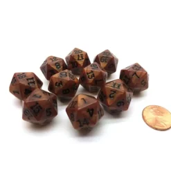 Dice>Set of 10 D20 19mm Olympic Pearlized Dice - Bronze with Black Numbers - Your Source for Gaming Essentials