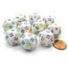 Dice>Set of 10 D20 19mm Opaque Rainbow Dice - White with Multicolor Numbers - Your Source for Gaming Essentials