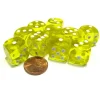 Dice>Set of 10 D6 16mm Round Corner Transparent Dice - Yellow with White Pips - Your Source for Gaming Essentials
