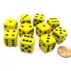 Dice>Set of 10 D6 16mm Rounded Corner Opaque Dice - Yellow with Black Pips - Your Source for Gaming Essentials