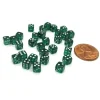 Dice>Set of 30 D6 5mm Transparent Rounded Corner Dice - Emerald with White Pips - Your Source for Gaming Essentials