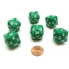 Dice>Set of 6 D24 Opaque 24mm 24-Sided Gaming Dice - Green - Your Source for Gaming Essentials