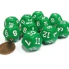 Dice>Set of 10 D12 12-Sided 18mm Opaque RPG Dice - Green with White Numbers - Your Source for Gaming Essentials
