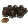 Dice>Set of 10 D12 12-Sided 18mm Opaque RPG Dice - Black with Red Numbers - Your Source for Gaming Essentials