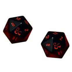 Dice>Set of 2 Dungeons and Dragons RPG Metal D20 Dice - Black with Red Numbers - Your Source for Gaming Essentials