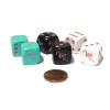 Dice>Set of 6 Flamingo 16mm Dice - 2 Each of Black, Aqua, and White with Pink Pips - Your Source for Gaming Essentials