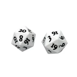 Dice>Set of 2 Heavy D20 Metal Dice - White - Your Source for Gaming Essentials