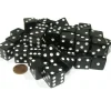 Dice>Set of 50 Large 19mm D6 Opaque Dice - Black with White Pips - Your Source for Gaming Essentials