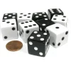 Dice>Set of 10 Large Six Sided Square Opaque 19mm D6 Dice - 5 Black and 5 White - Your Source for Gaming Essentials