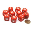 Dice>Set of 10 Lowercase English Vowel 16mm D6 Round Edge Dice-Red with White Letters - Your Source for Gaming Essentials