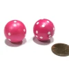 Dice>Set of 2 22mm Round Dice, Weighted to Display Number - Pink with White Pips - Your Source for Gaming Essentials