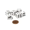 Dice>Set of 6 Moose 16mm D6 Round Edged Animal Dice - White with Brown Pips - Your Source for Gaming Essentials