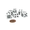 Dice>Set of 6 Route 66 16mm D6 Round Edged Dice - White with Black Pips - Your Source for Gaming Essentials