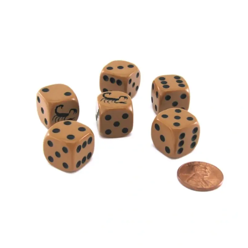 Dice>Set of 6 Scorpion 16mm D6 Round Edged Animal Dice - Your Source for Gaming Essentials