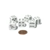 Dice>Set of 6 Seagull 16mm D6 Round Edged Animal Dice - White with Gray Pips - Your Source for Gaming Essentials